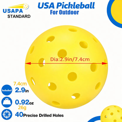 set of 4 40-Hole Outdoor Pickleball Balls