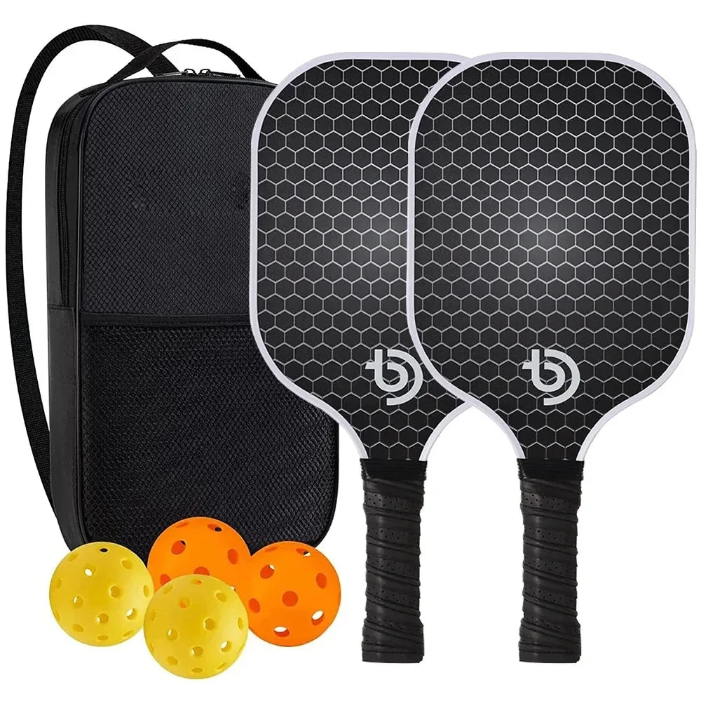 Pro Carbon Pickleball Paddle Set | Premium Raw Carbon Fiber & Honeycomb Core