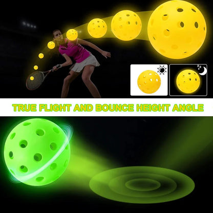 6 Pack Luminous Pickleballs 74MM 40 Holes