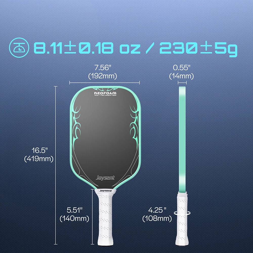 Joysent T700 Raw Carbon Fibre Pickleball Paddle | 14mm Thermoformed Hybrid Racket with NeoFoam EPP Core