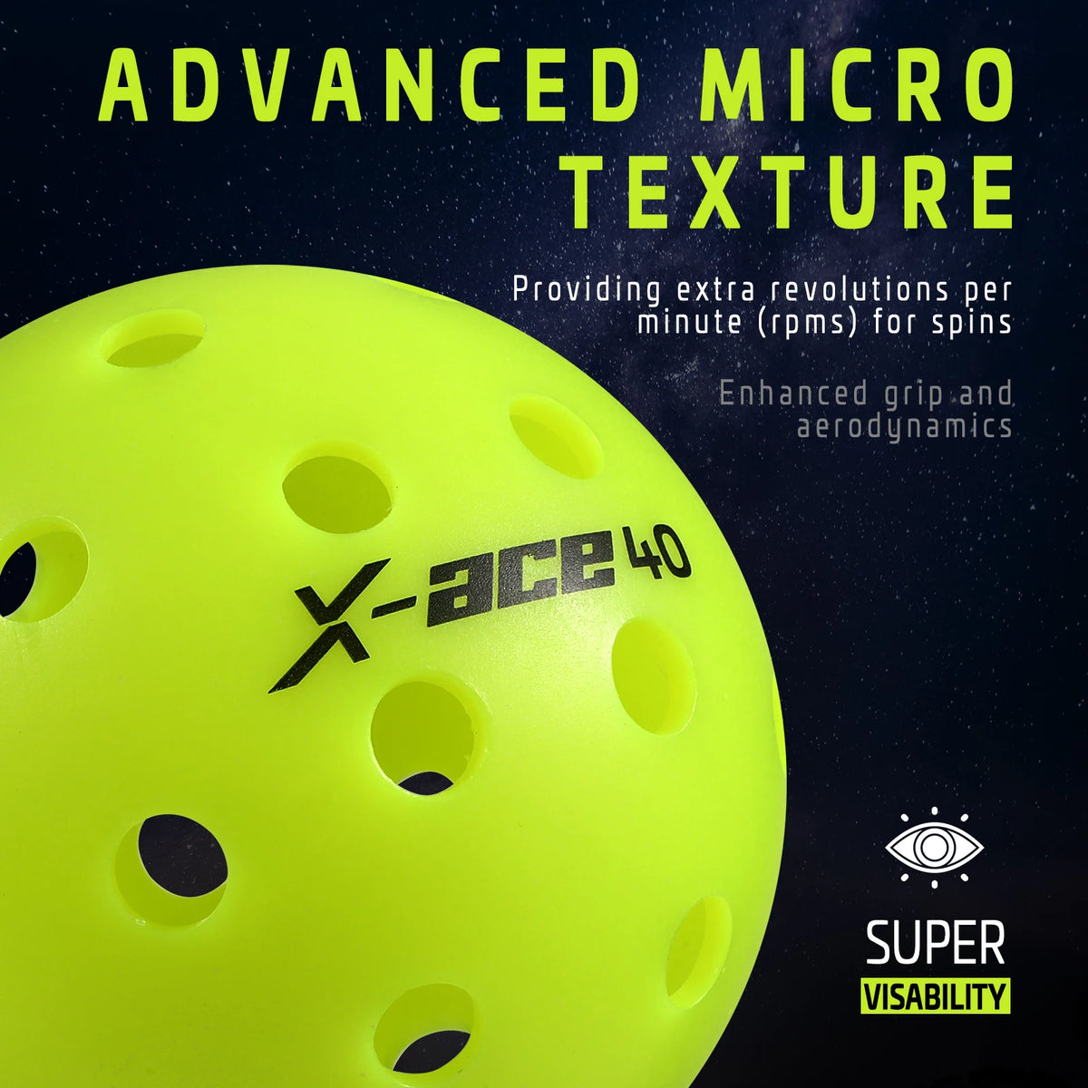 3/6/12 Pack AMA Sport X-ACE Pickleballs 40 Holes USAPA Approved