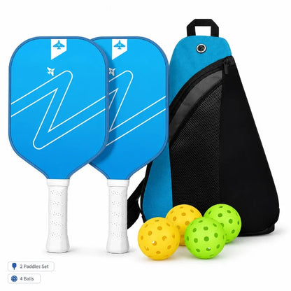 Fibreglass Pickleball Paddle Set 2 Paddles 4 Balls Carry Bag for Beginners