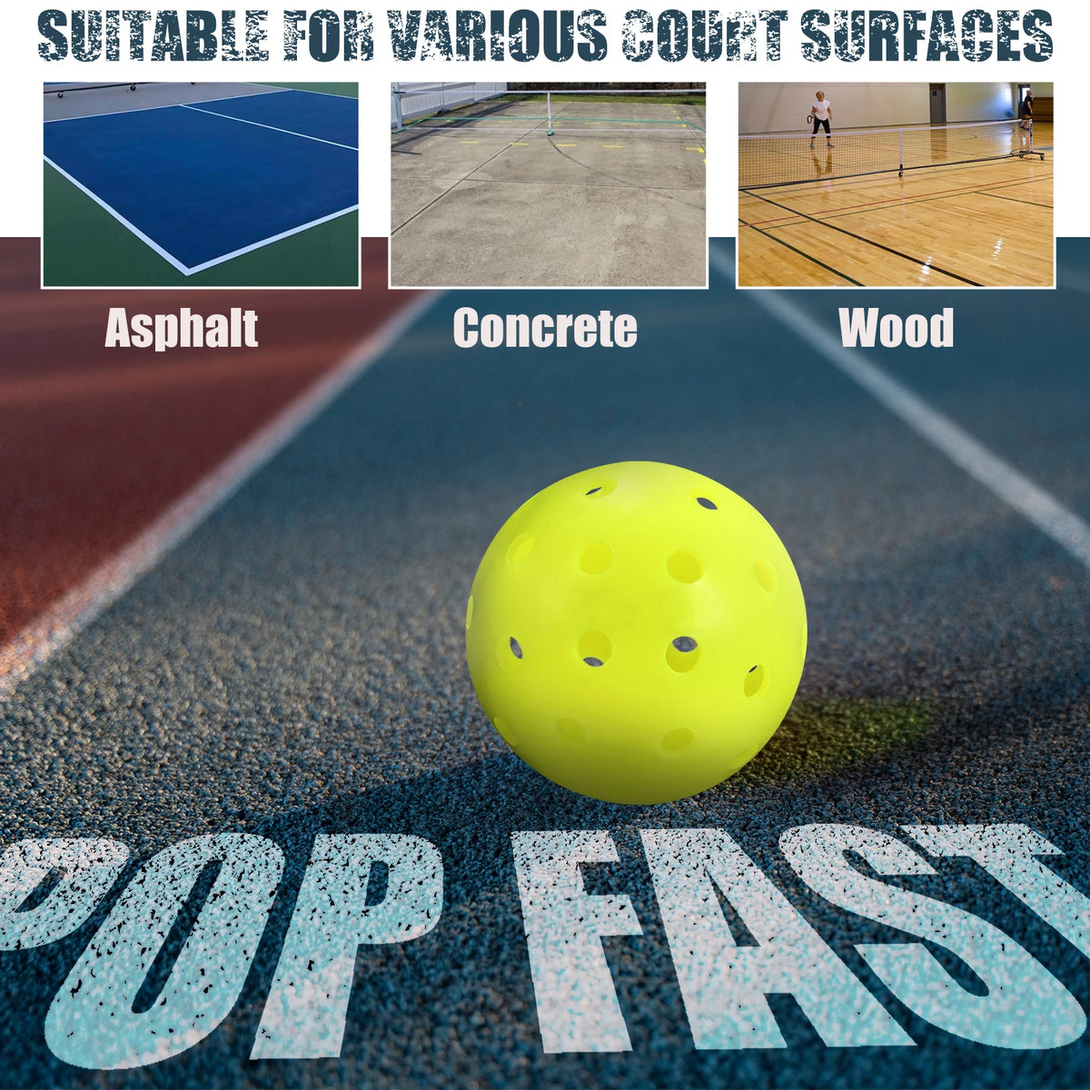 INSUM Outdoor Pickleball Balls 4 Pack 40 Holes High Performance Durable Pickleballs