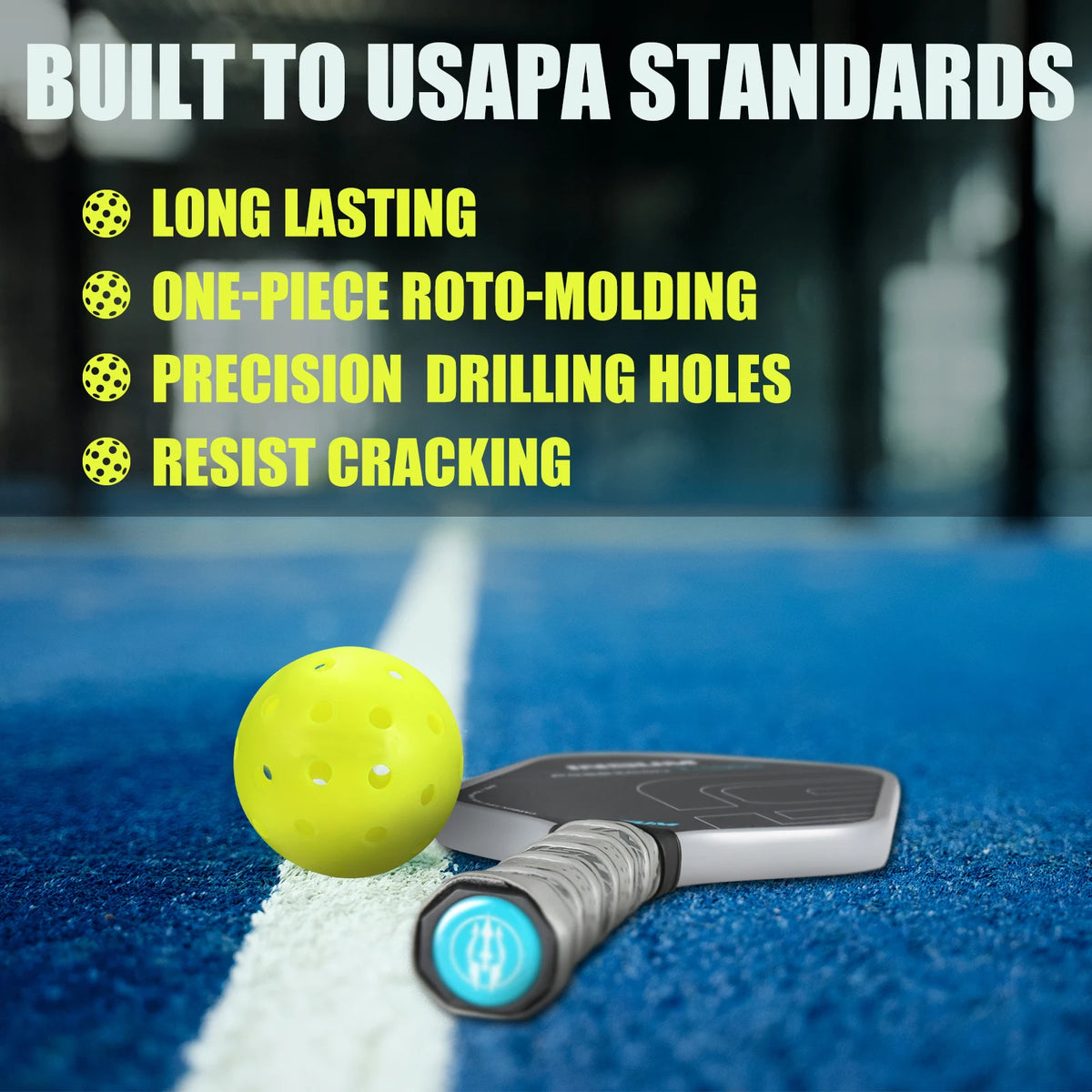 INSUM Outdoor Pickleball Balls 4 Pack 40 Holes High Performance Durable Pickleballs