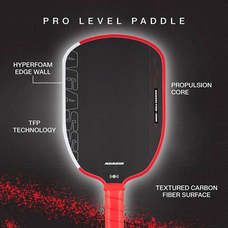 Agassi Pro Pickleball Paddle USAPA Approved 16mm GEN4 TFP Foam T700 Raw Carbon Fiber Large Sweet Spot for Adults Tournament Play