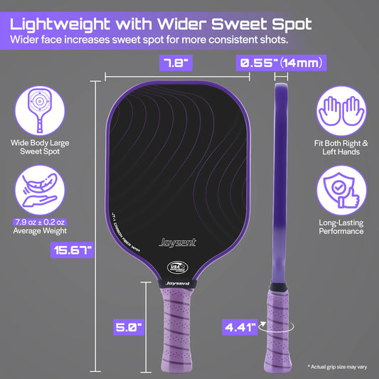 Joysent T300 Carbon Fibre Pickleball Paddle – Long handle, midweight