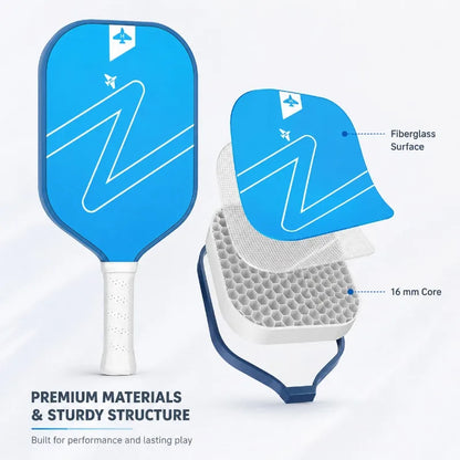 Fibreglass Pickleball Paddle Set 2 Paddles 4 Balls Carry Bag for Beginners