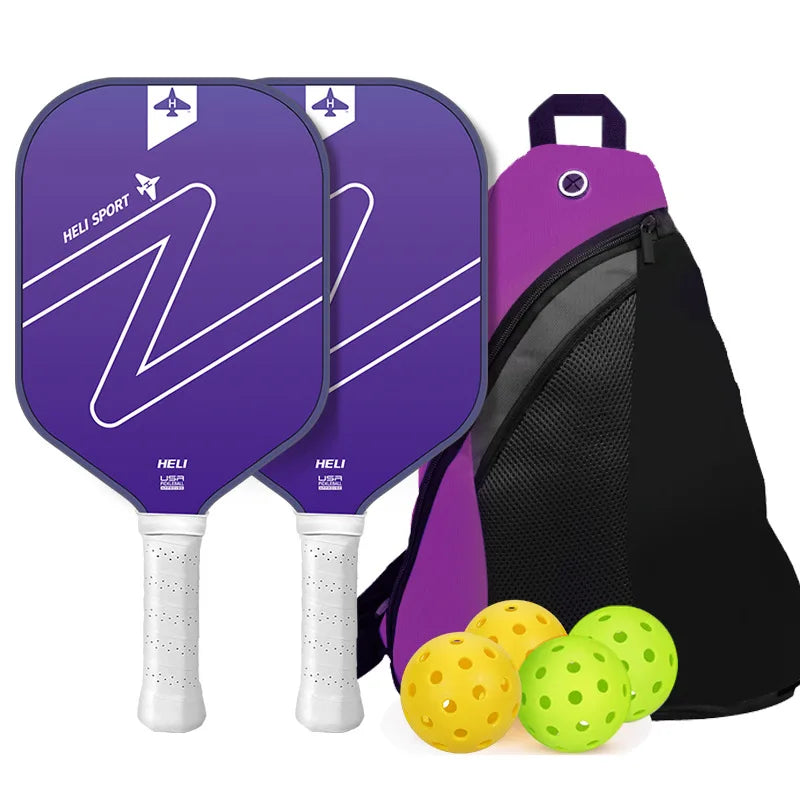 Fibreglass Pickleball Paddle Set 2 Paddles 4 Balls Carry Bag for Beginners