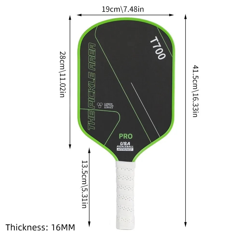 T700 Pickleball Paddle 16MM Carbon Fiber Pickleball Rackets Set Frosted Surface USAPA Approved Professional Game Supplies