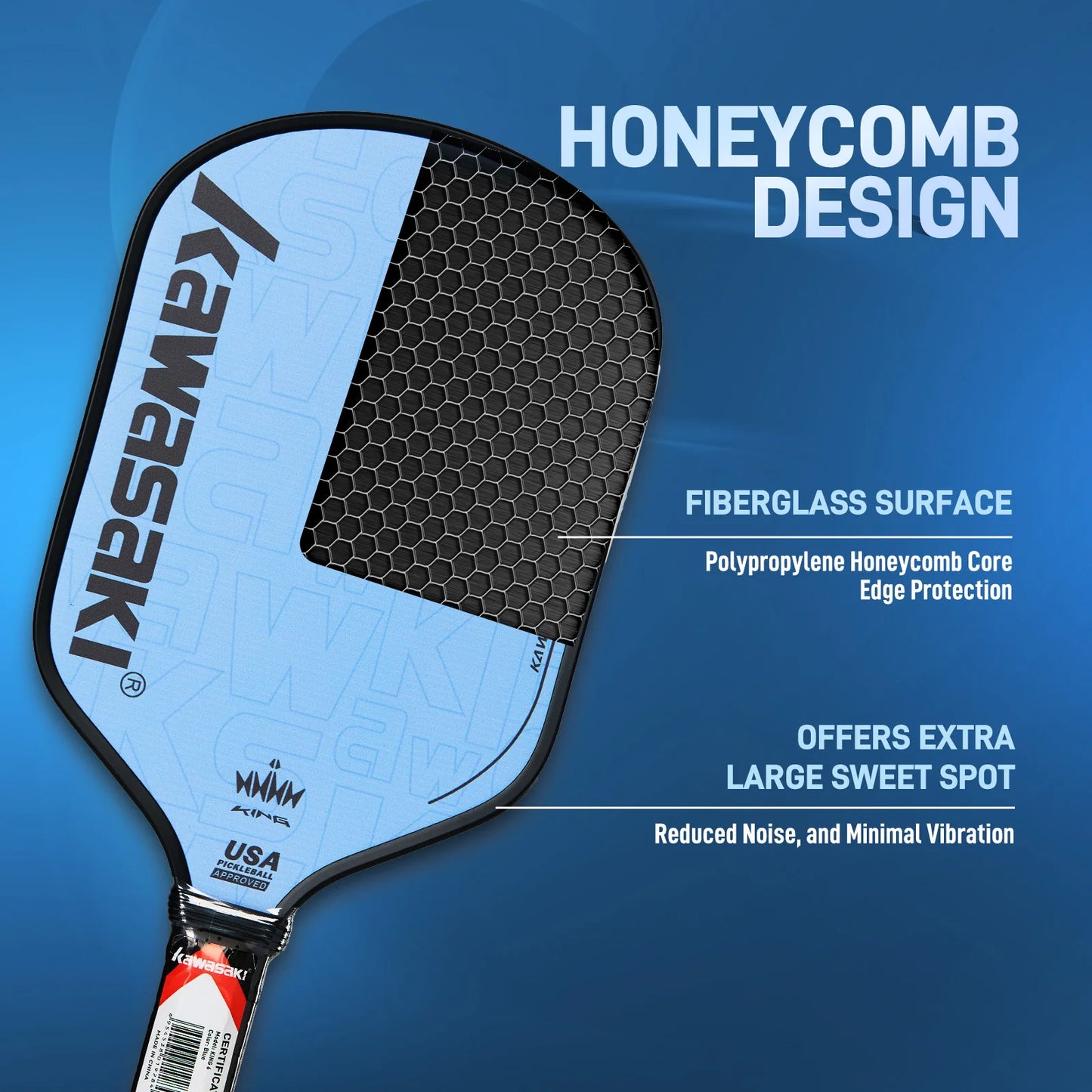 Kawasaki KING6 14mm PP Honeycomb Core Inner & T700 Carbon Surface Tournament Paddle