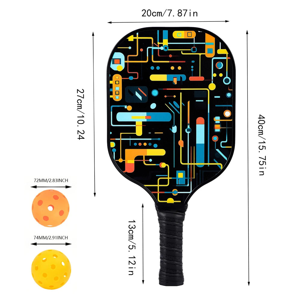 Carbon Fibre Pickleball Paddles Set of 2 Anti-Slip Grip Polypropylene Honeycomb Core with 4 Pickleball Portable Hard Bag