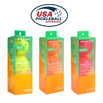 3/6/12 Pack AMA Sport X-ACE Pickleballs 40 Holes USAPA Approved