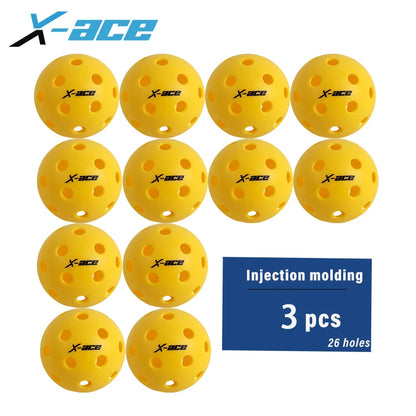 X-ace Indoor  Pickleball Balls 26 Holes for All Skill Levels Players 3/6/24 Pcs