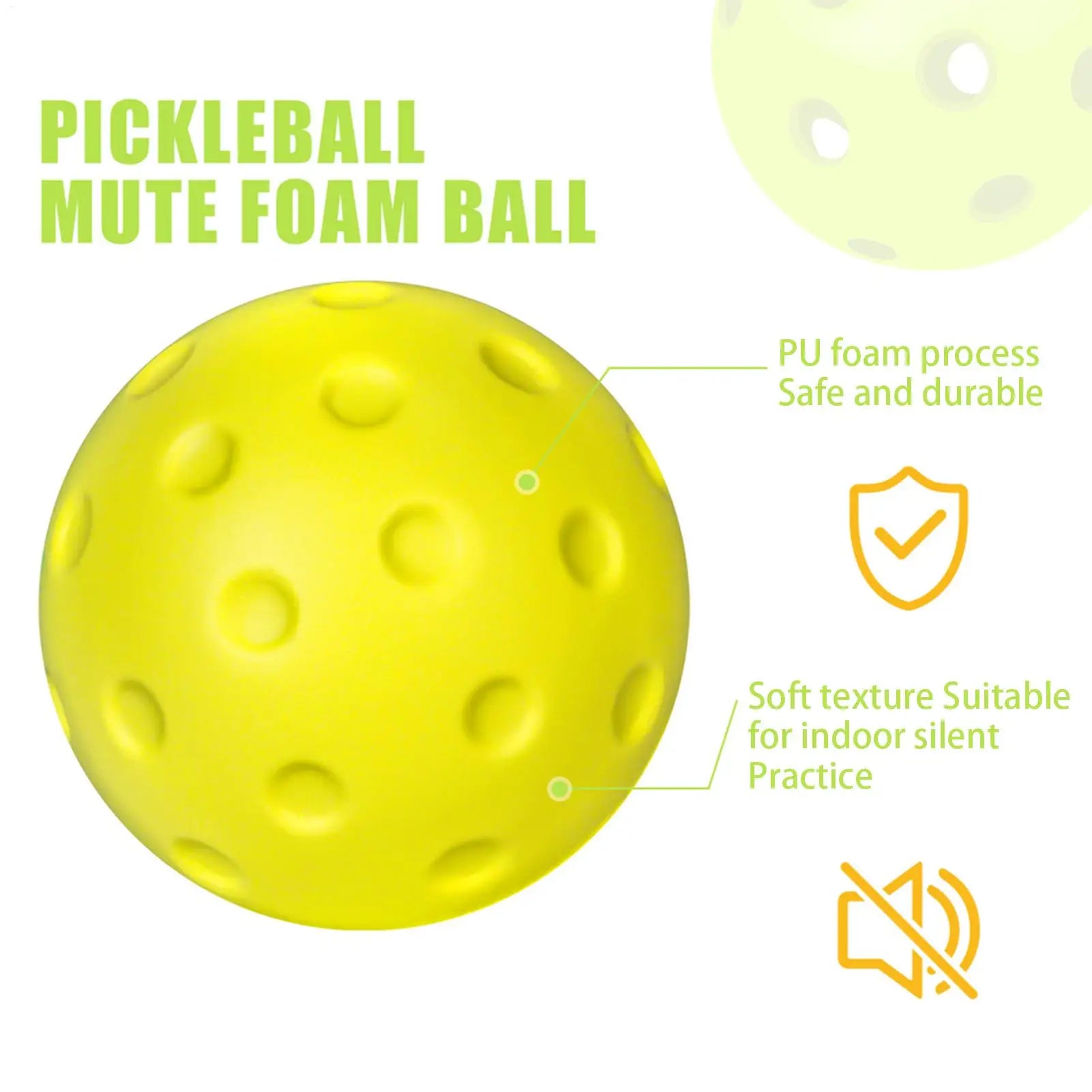 Quiet Foam Pickleballs for Indoor or Outdoor Practice Pickleball Balls with Exact Real Ball Bounce Green & Yellow Color