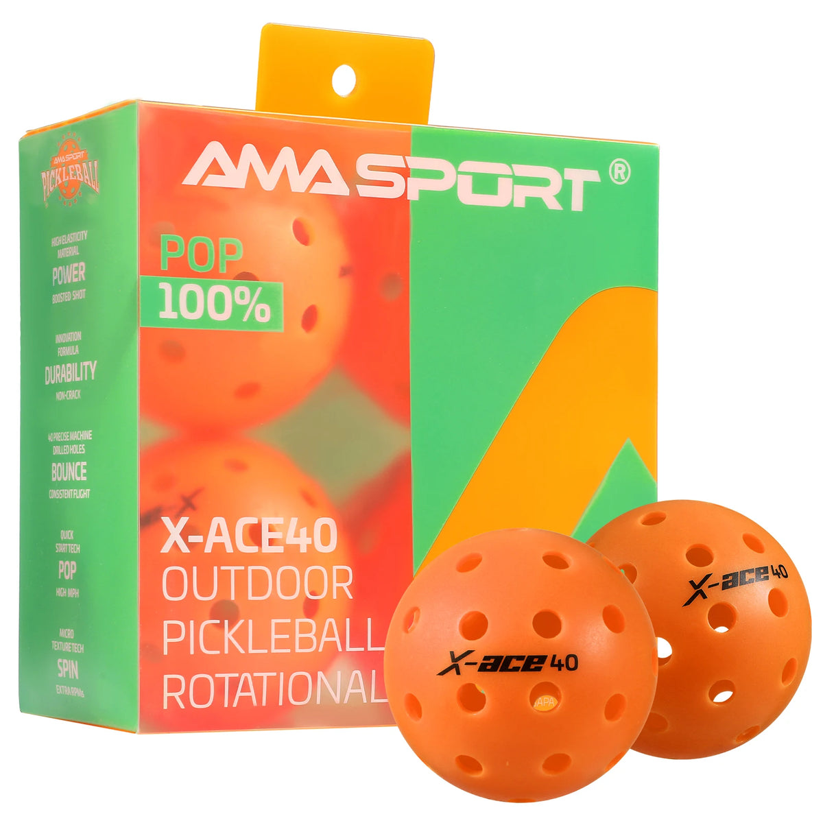 3/6/12 Pack AMA Sport X-ACE Pickleballs 40 Holes USAPA Approved