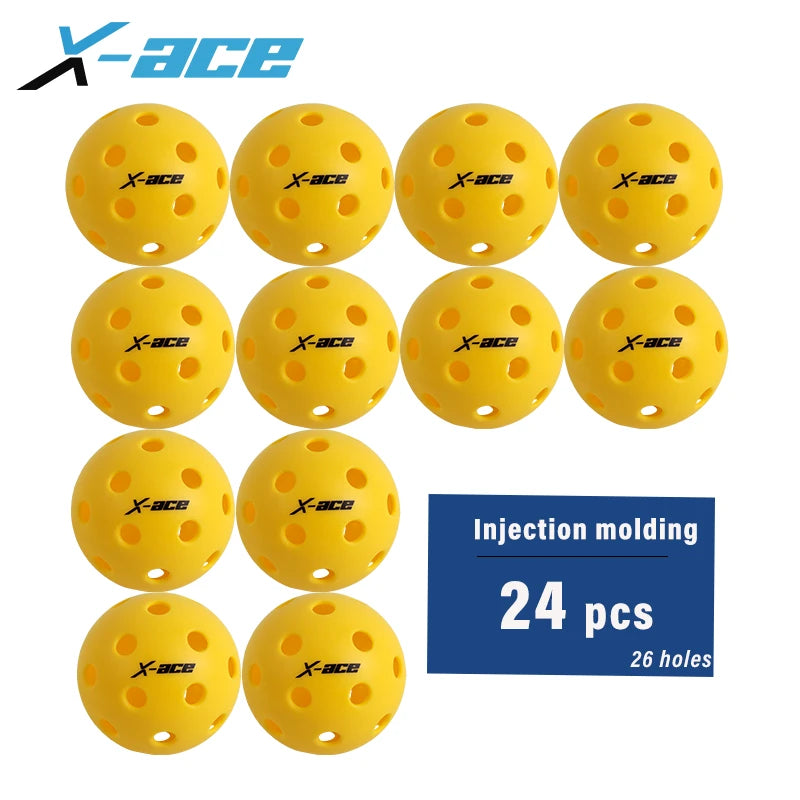 X-ace Indoor  Pickleball Balls 26 Holes for All Skill Levels Players 3/6/24 Pcs