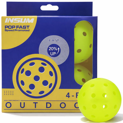 INSUM Outdoor Pickleball Balls 4 Pack 40 Holes High Performance Durable Pickleballs