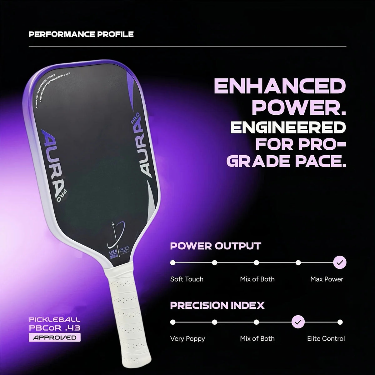AURA Pro T700 Carbon Fibre Pickleball Paddlle,