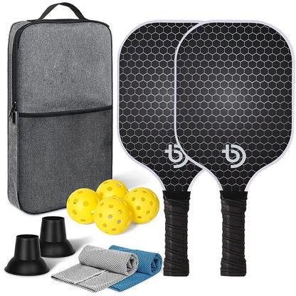 Pro Carbon Pickleball Paddle Set | Premium Raw Carbon Fiber & Honeycomb Core