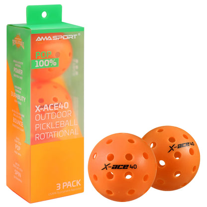3/6/12 Pack AMA Sport X-ACE Pickleballs 40 Holes USAPA Approved