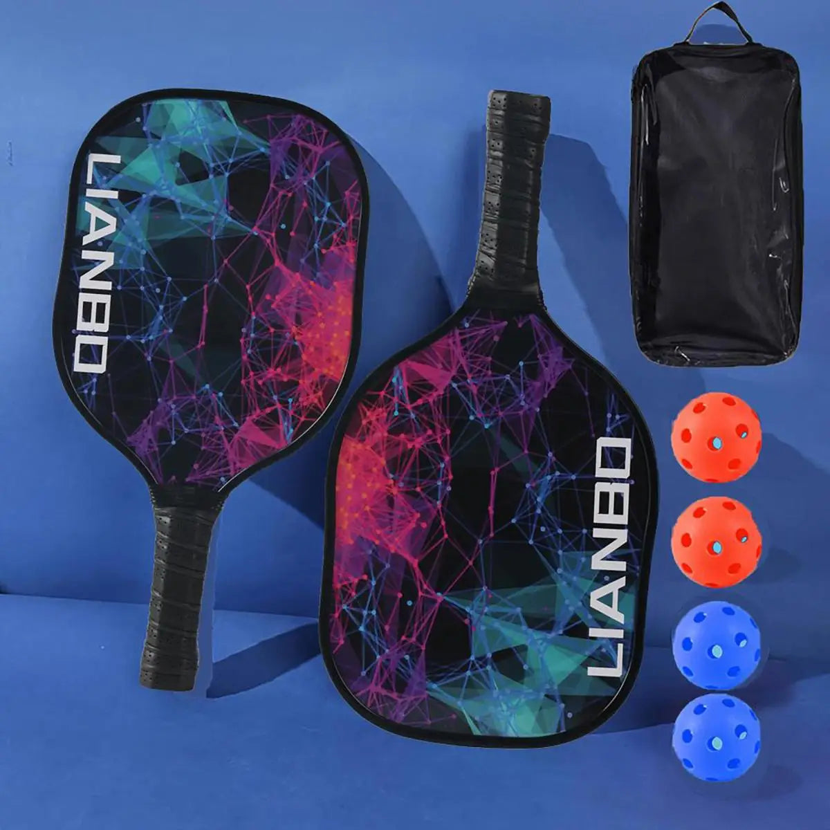 Premium Set of 2 Rackets & 4 Pickleballs