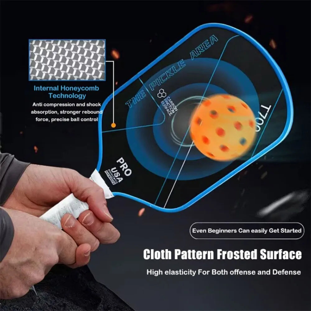 T700 Pickleball Paddle Durable 16MM Frosted Surface Pickleball Rackets Lightweight Carbon Fiber Professional Game Supplies