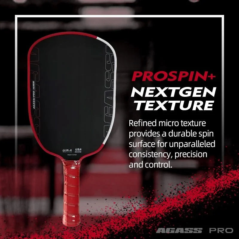 Agassi Pro Pickleball Paddle USAPA Approved 16mm GEN4 TFP Foam T700 Raw Carbon Fiber Large Sweet Spot for Adults Tournament Play