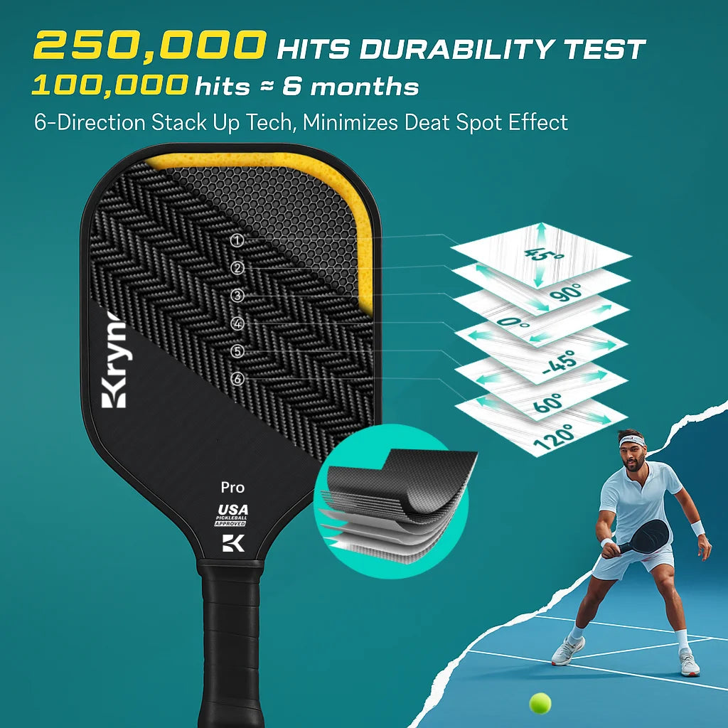 Kryndavox Pickleball Paddle with T700 Raw Carbon Fiber Surface, Pro Pickleball Paddle, USAPA Approved,Large Sweet Spot
