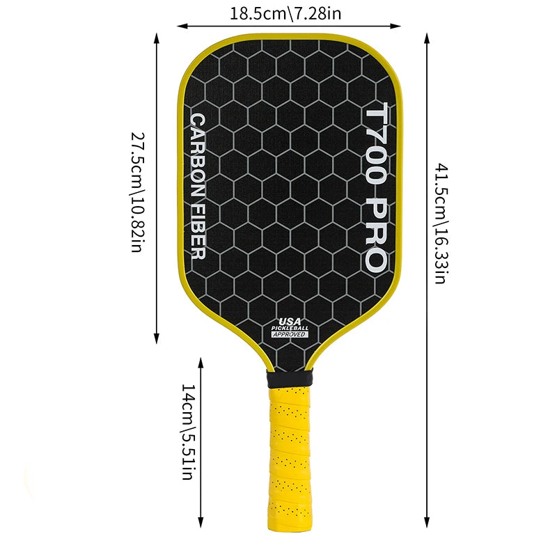 T700 Pickleball Paddle Carbon Fiber Pickleball Paddle 16mm Polypropylene Honeycomb Core Pickleballs Paddles